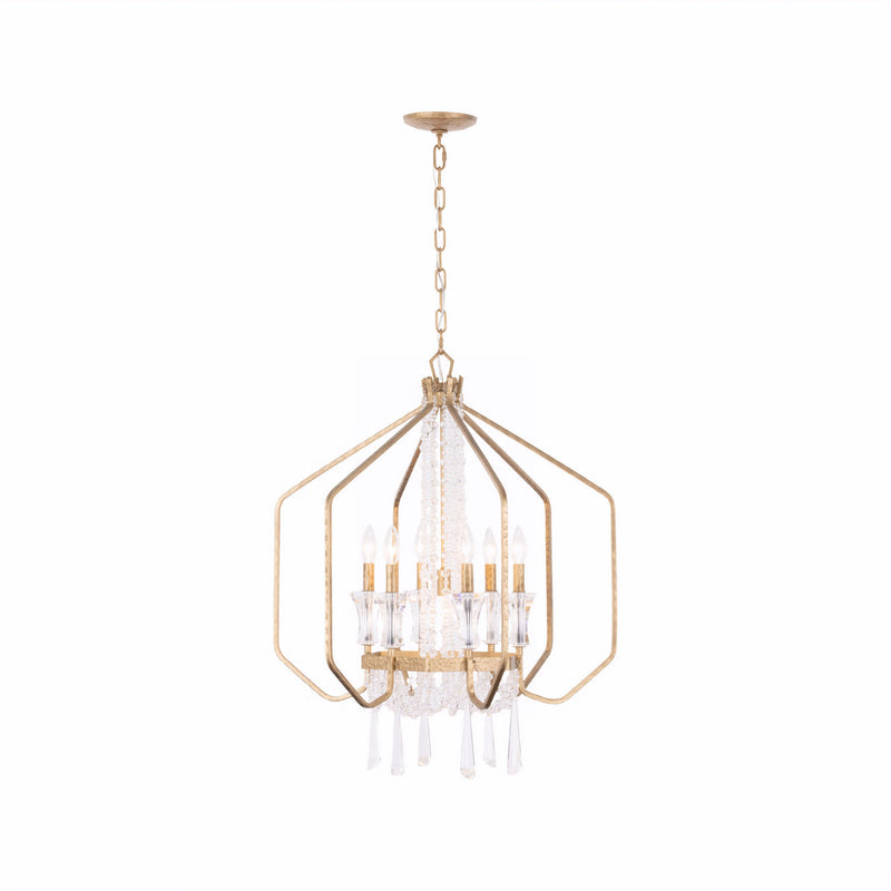 Varaluz 270P07BK Seven Light Pendant, Brass Kisser