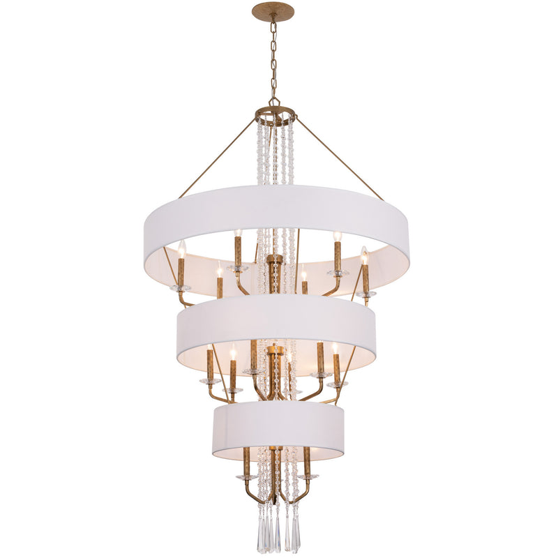 Varaluz 270P15BK 15 Light Pendant, Brass Kisser
