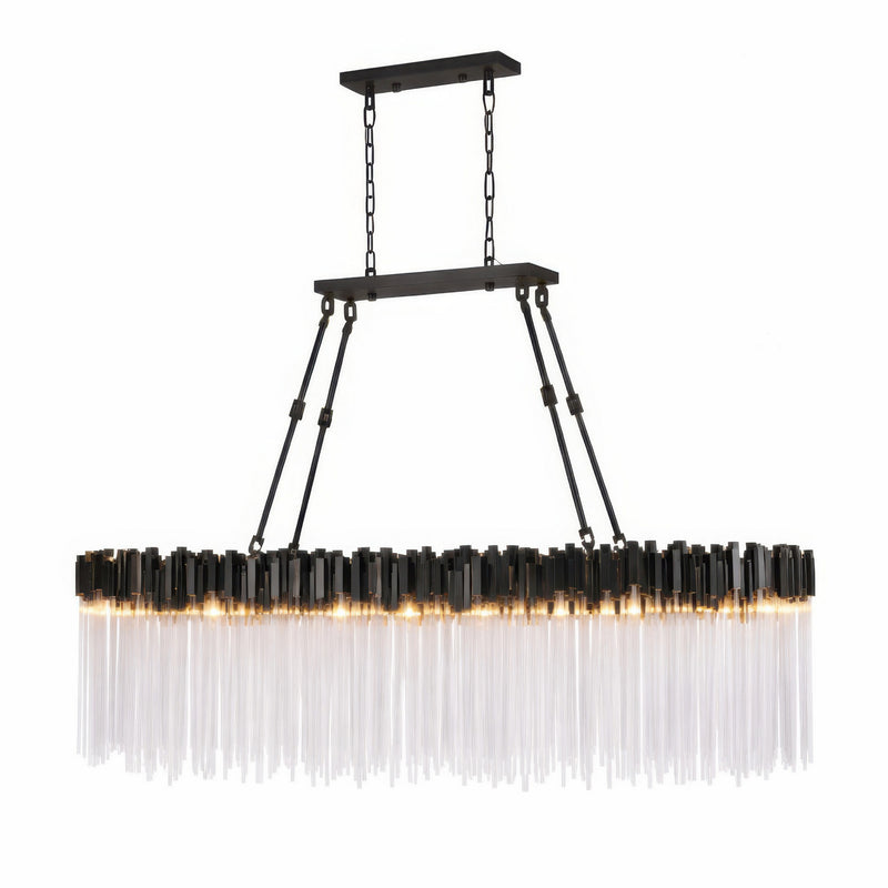 Varaluz 309N10MBFG Ten Light Linear Pendant, Matte Black/French Gold