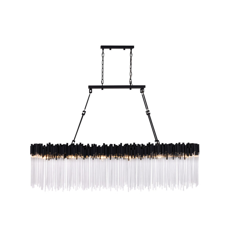 Varaluz 309N12MBFG 12 Light Linear Chandelier, Matte Black/French Gold
