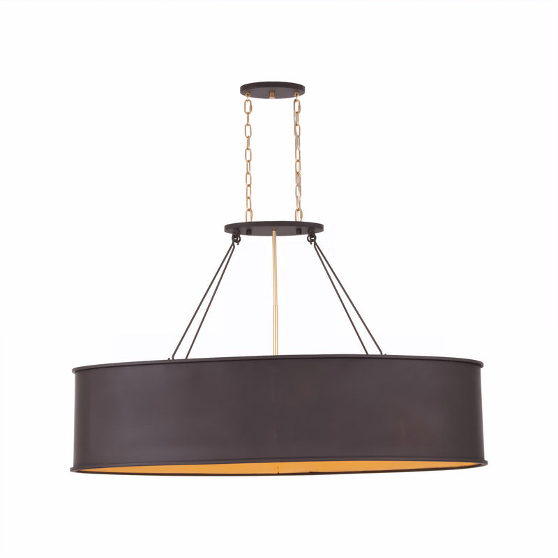 Varaluz 323N05DBFG Five Light Linear Pendant, Dark Bronze / French Gold