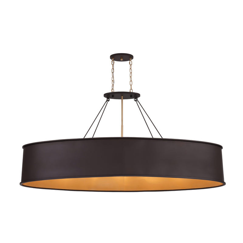 Varaluz 323N07DBFG Seven Light Linear Pendant, Dark Bronze / French Gold