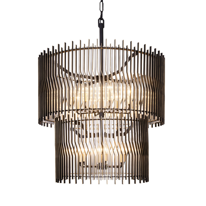 Varaluz 393C14MBFG 14 Light Chandelier, Matte Black/French Gold