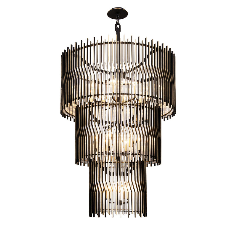 Varaluz 393C18MBFG 18 Light Chandelier, Matte Black/French Gold