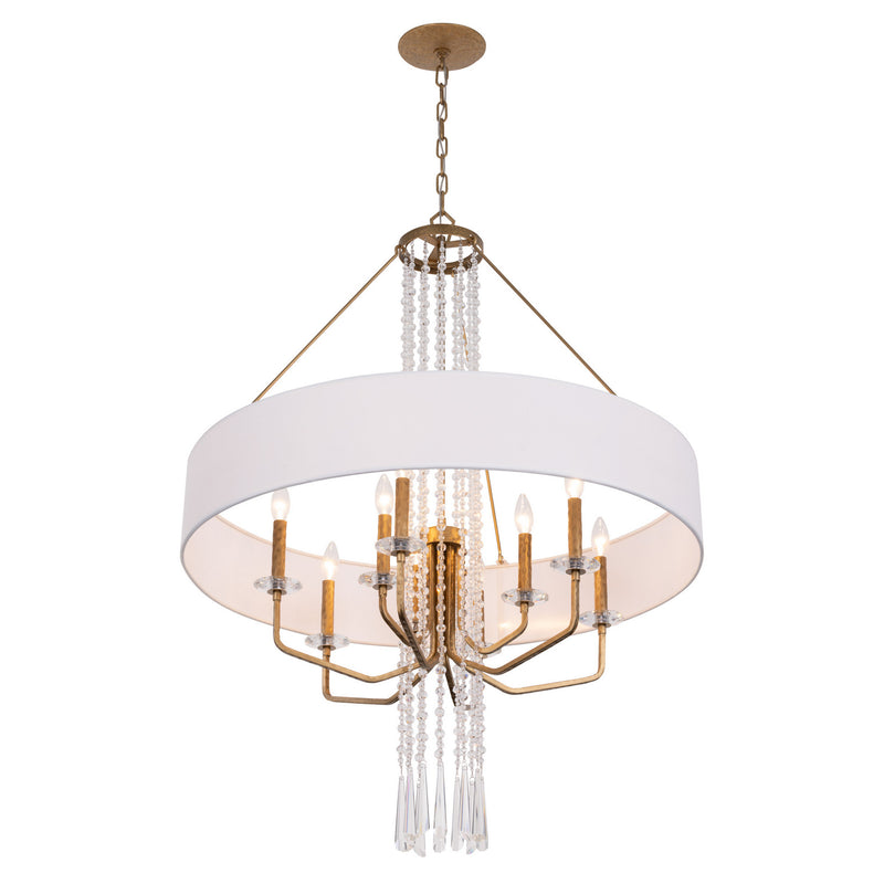 Varaluz 270P09BK Nine Light Pendant, Brass Kisser