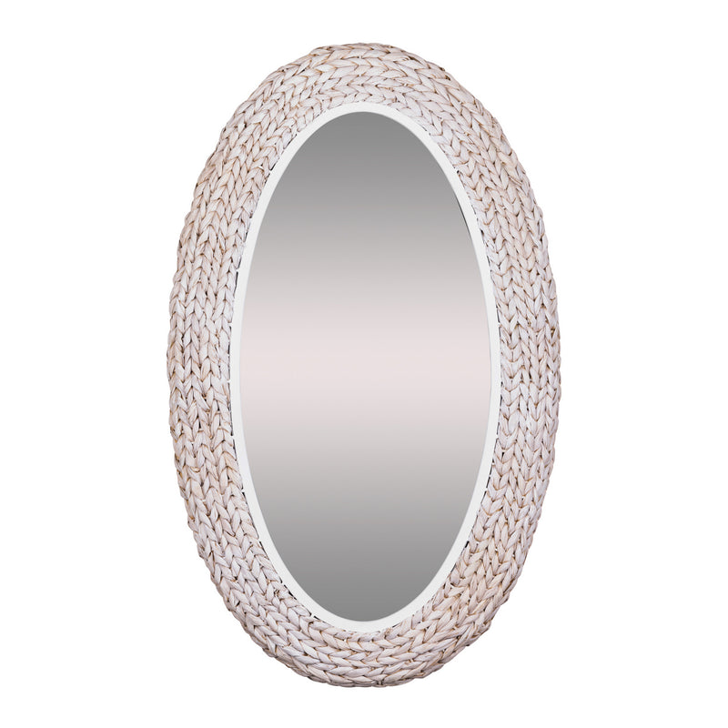 Varaluz 457MI24MWW Wall Mirror, Matte White/Whitewash Seagrass