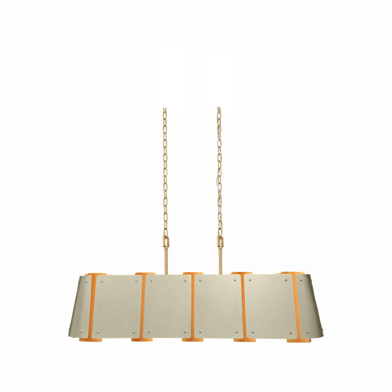 Varaluz 518N06SSBS Six Light Pendant, Sunwashed Silver/Brushed Sienna
