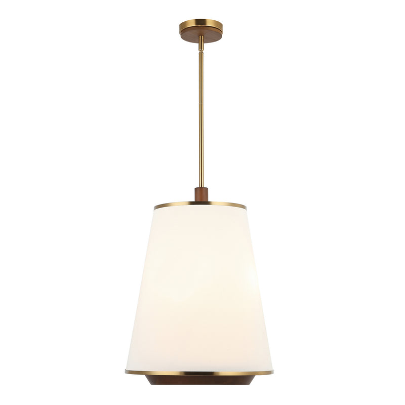 Varaluz 520F03SBW Three Light Foyer Pendant, Satin Brass/Medium Walnut