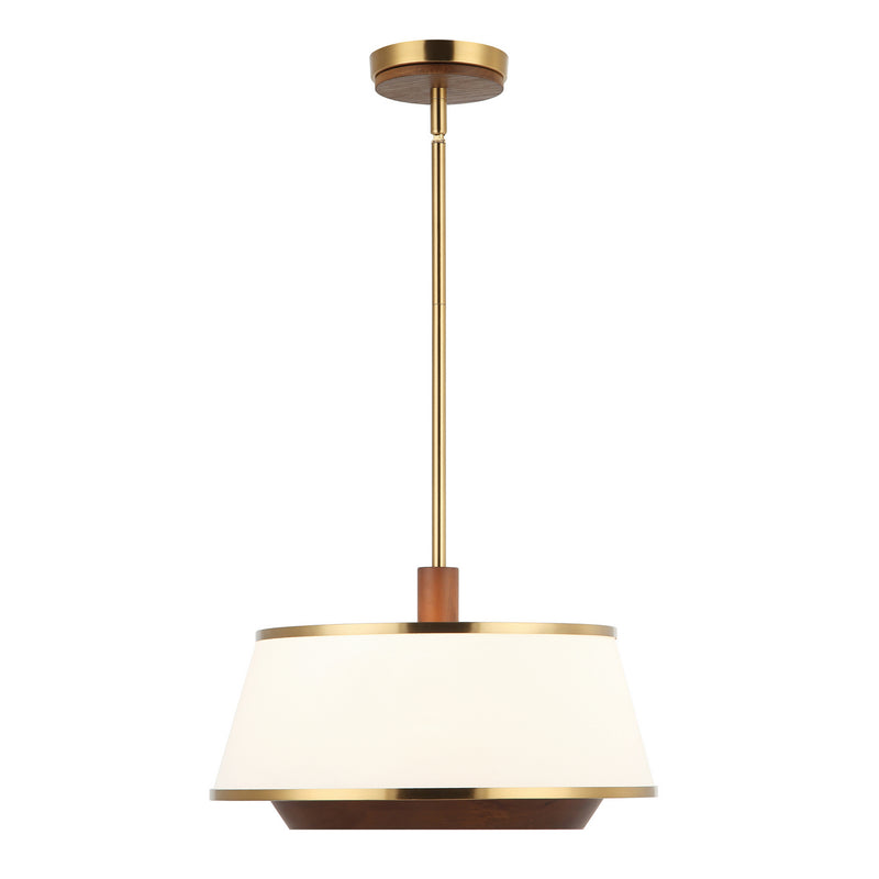 Varaluz 520P03SBW Three Light Convertible Pendant/Semi-Flush, Satin Brass/Medium Walnut