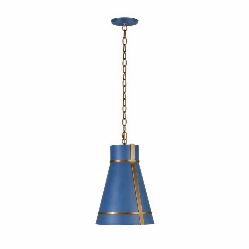 Varaluz 536M01FBBRZ One Light Pendant, French Blue/Heritage Bronze