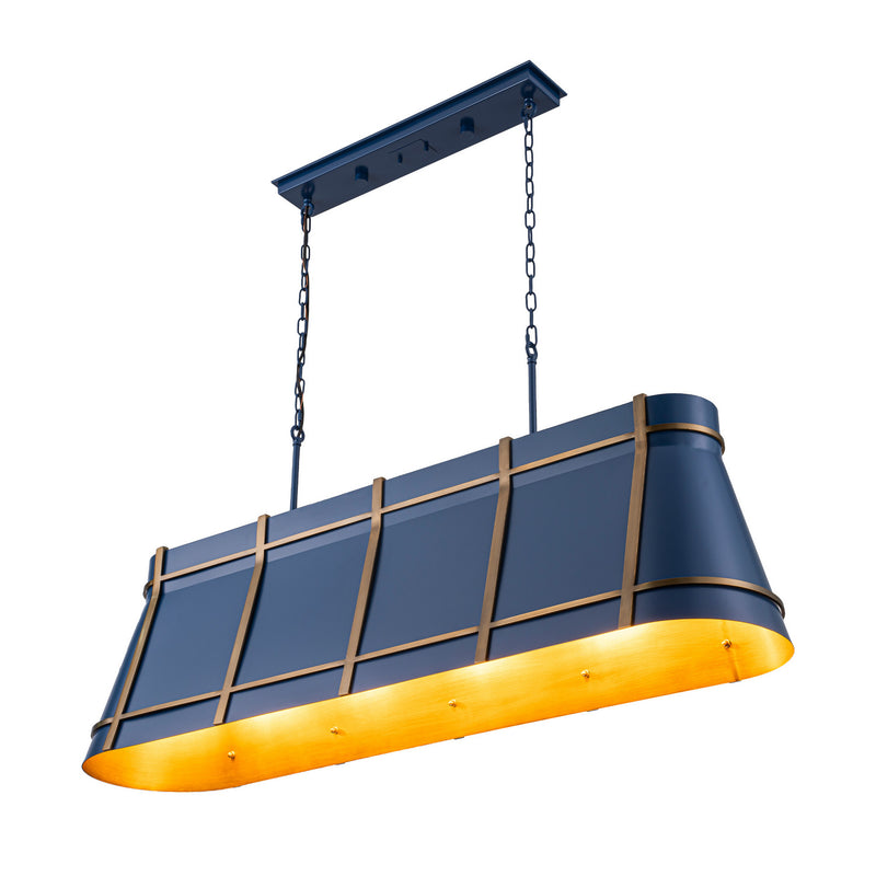 Varaluz 536N05FBBRZ Five Light Linear Pendant, French Blue/Heritage Bronze