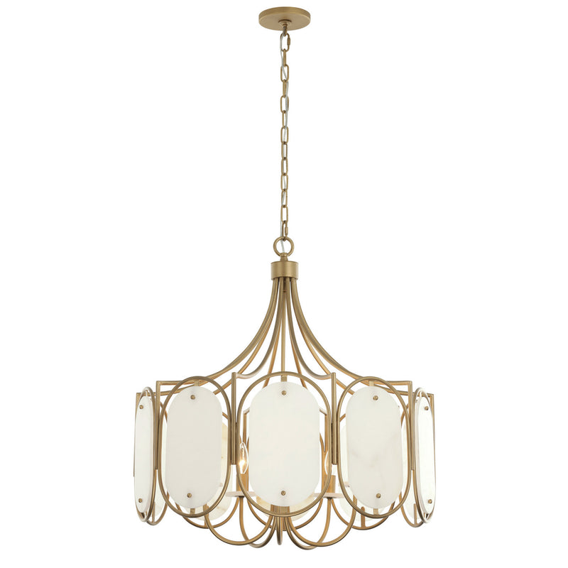 Varaluz 556P05BK Five Light Pendant, Brass Kisser
