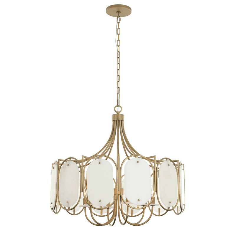 Varaluz 556P06BK Six Light Pendant, Brass Kisser