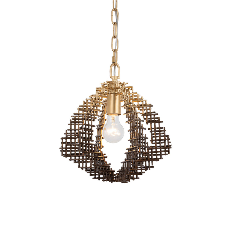 Varaluz 559P01DBFG One Light Pendant, Dark Bronze / French Gold