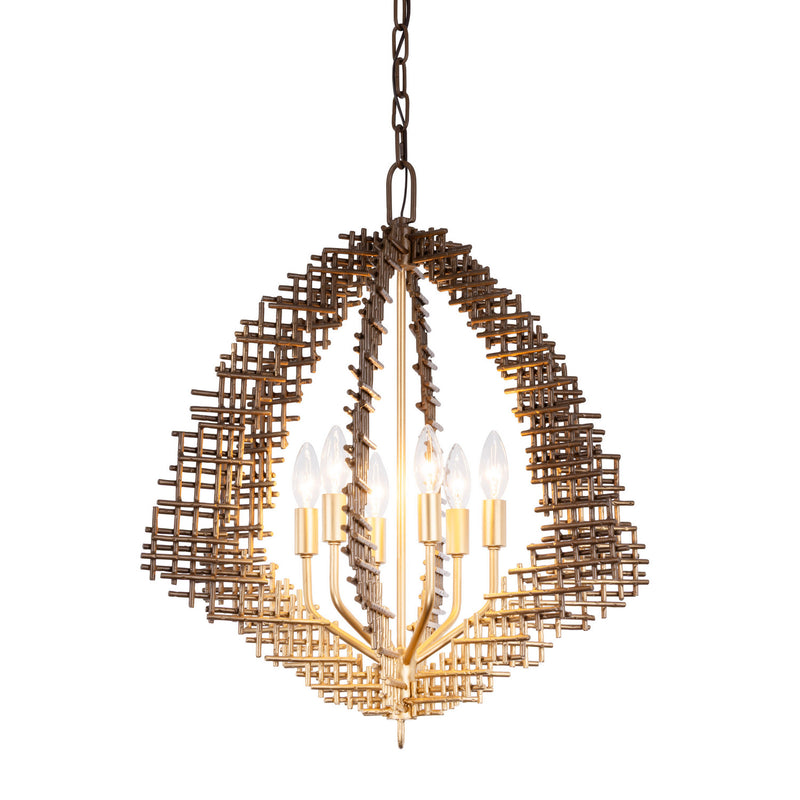 Varaluz 559P06DBFG Six Light Pendant, Dark Bronze / French Gold