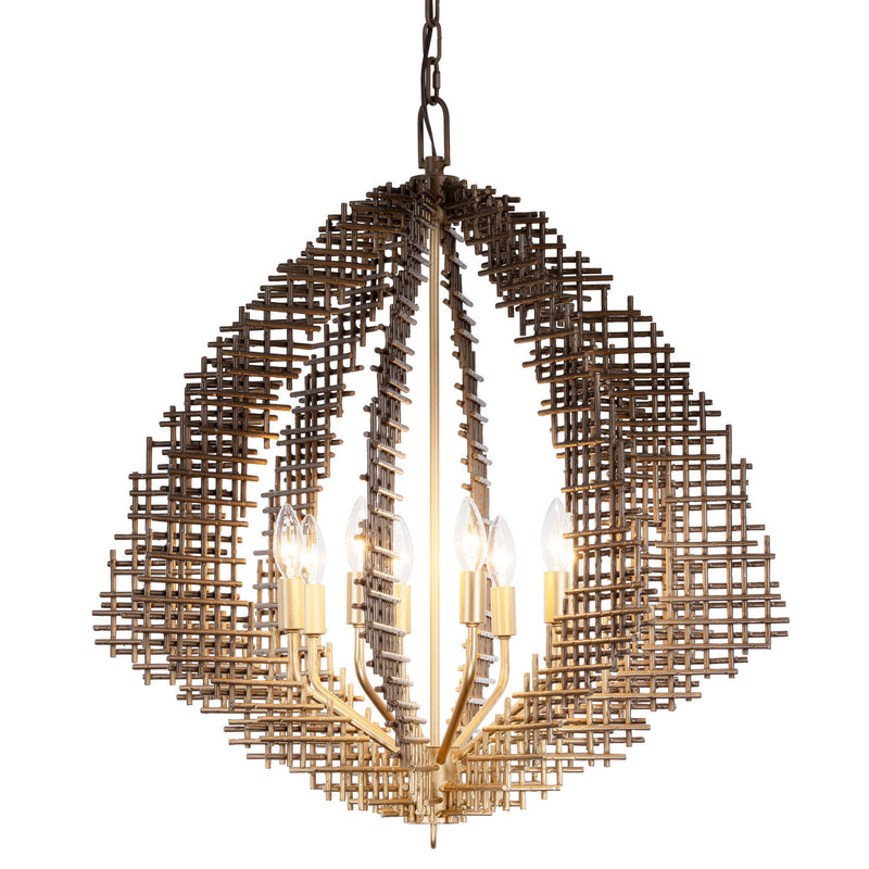 Varaluz 559P08DBFG Eight Light Pendant, Dark Bronze / French Gold