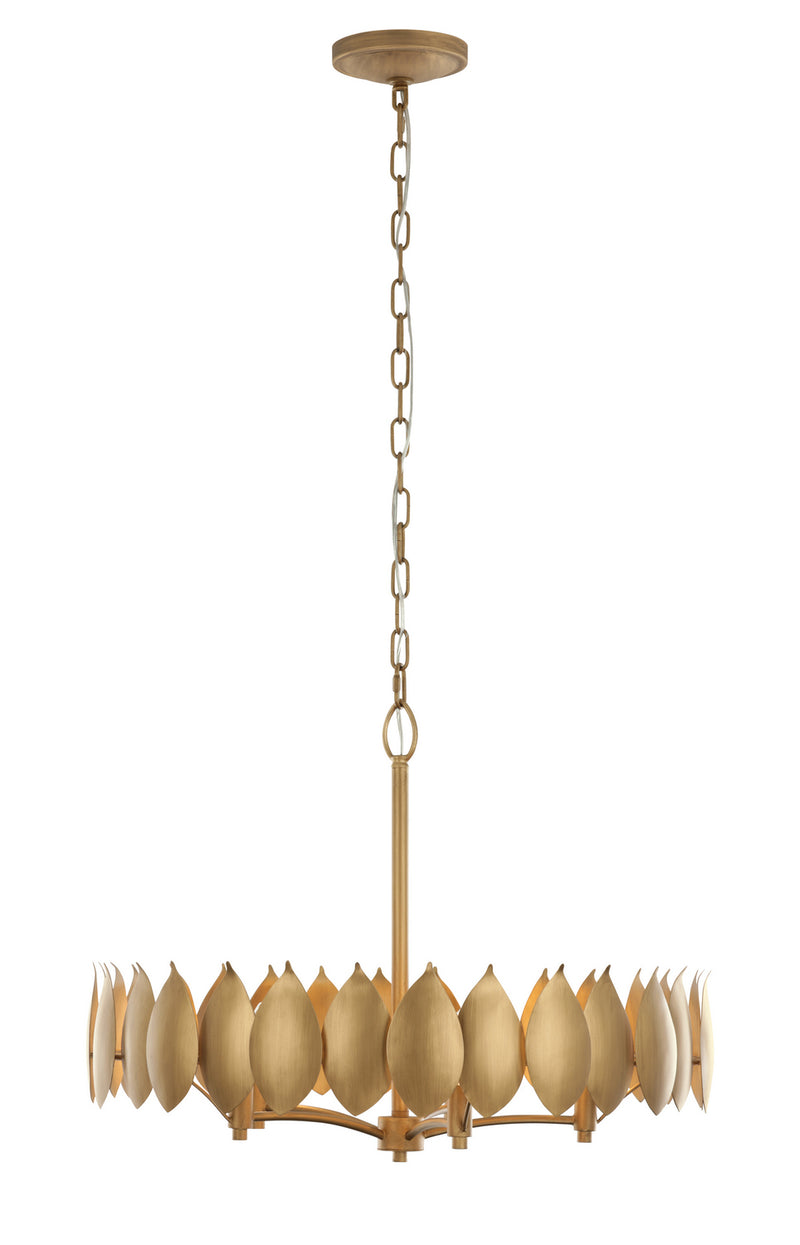 Varaluz 560C05BK Five Light Pendant, Brass Kisser