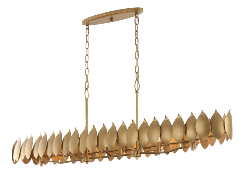 Varaluz 560N08BK Eight Light Pendant, Brass Kisser