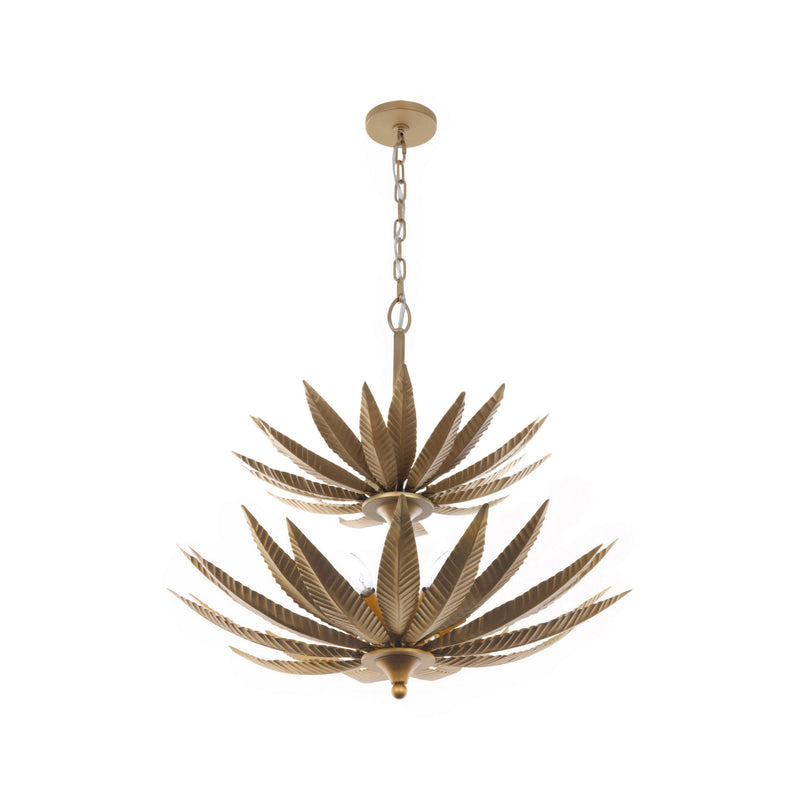 Varaluz 563P09BK Nine Light Pendant, Brass Kisser