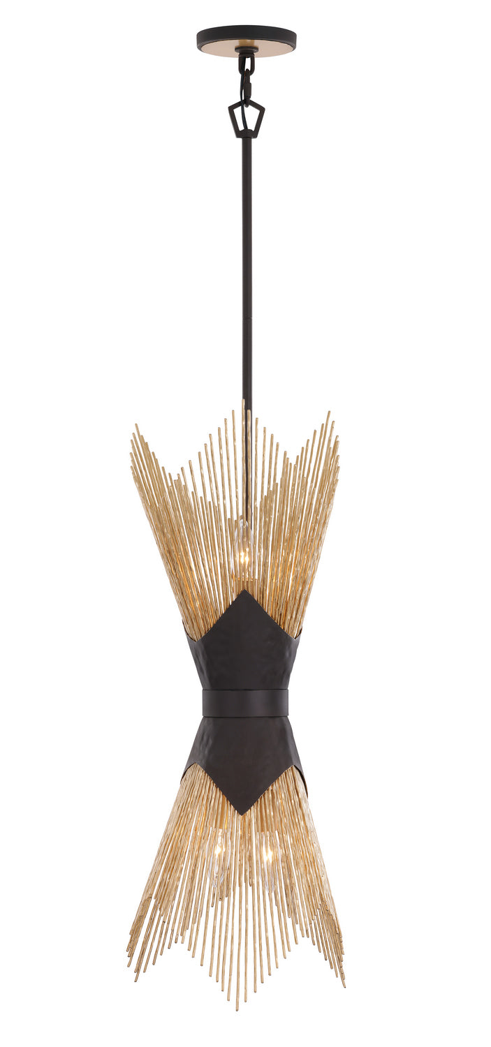 Varaluz 570F04DBFG Four Light Foyer Pendant, Dark Bronze / French Gold