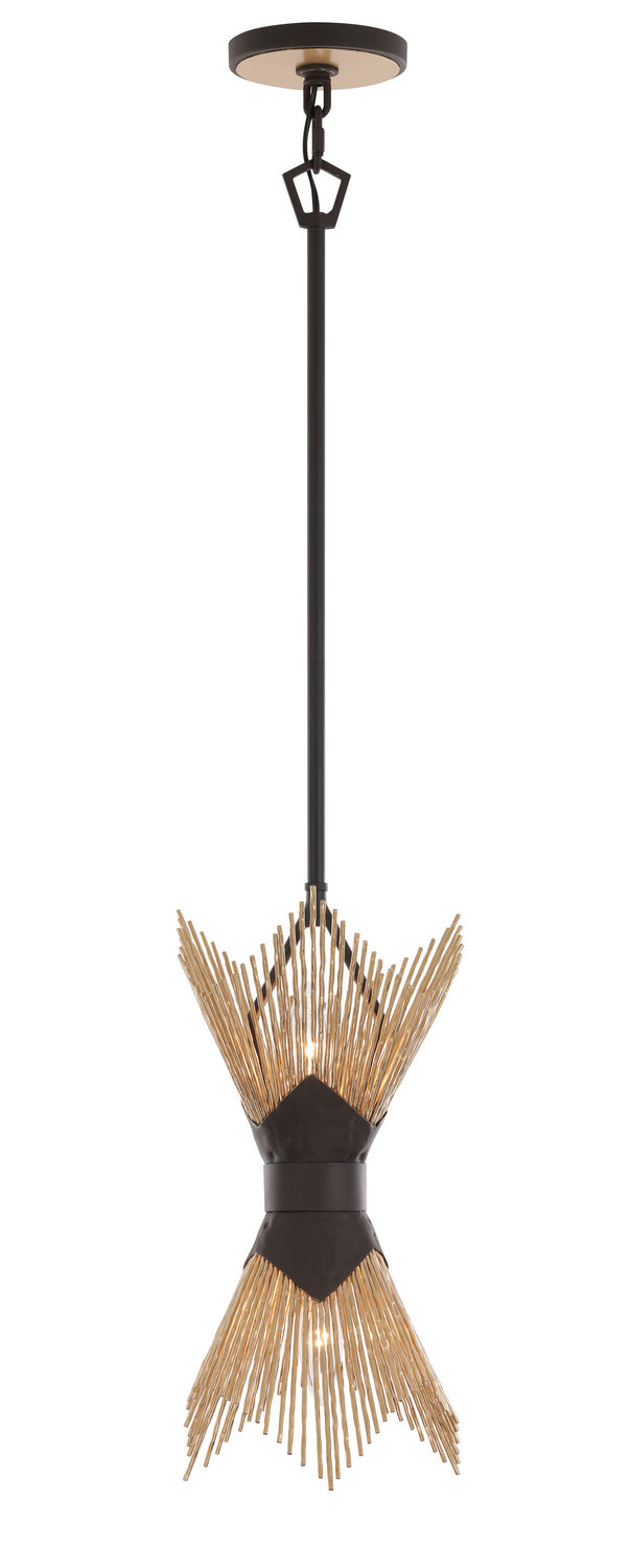 Varaluz 570P02DBFG Two Light Pendant, Dark Bronze / French Gold