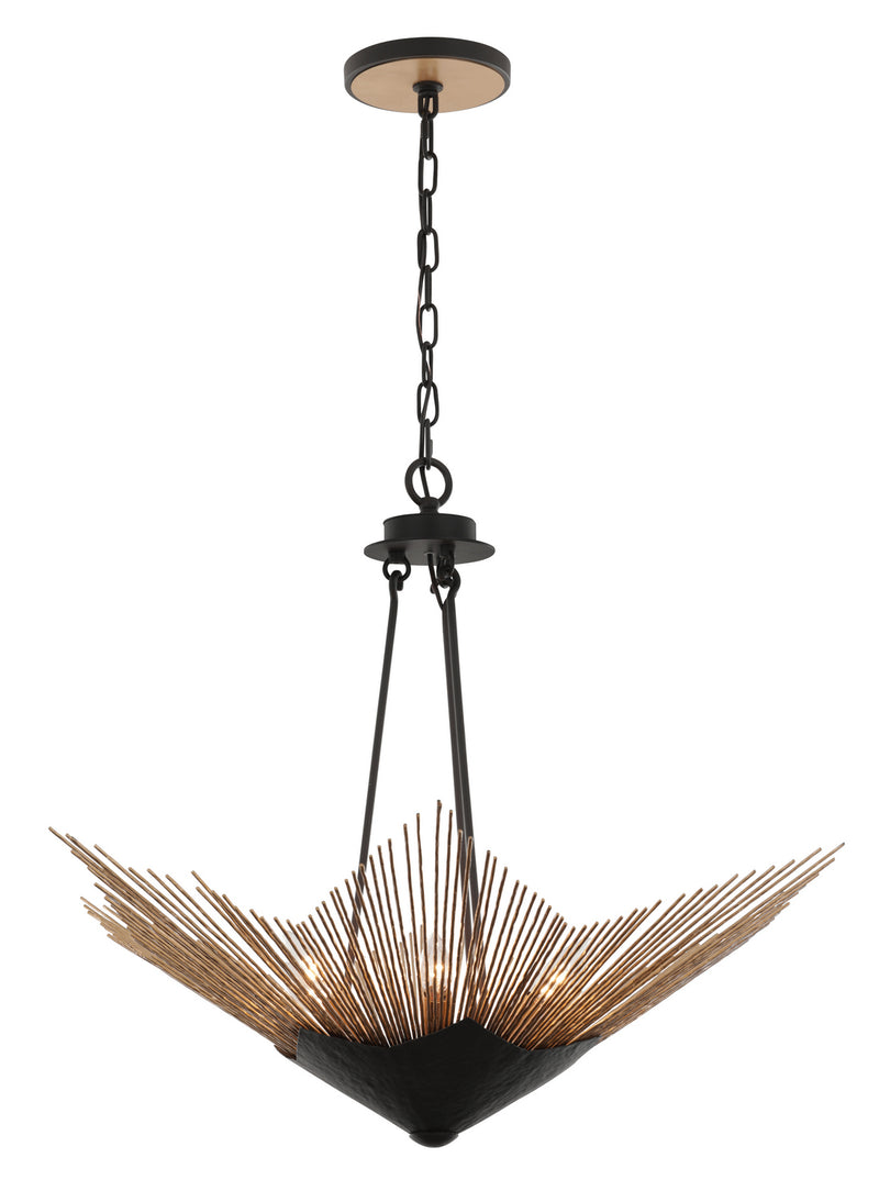 Varaluz 570P06DBFG Six Light Pendant, Dark Bronze / French Gold