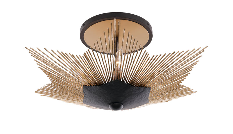 Varaluz 570S03DBFG Three Light Semi-Flush Mount, Dark Bronze / French Gold