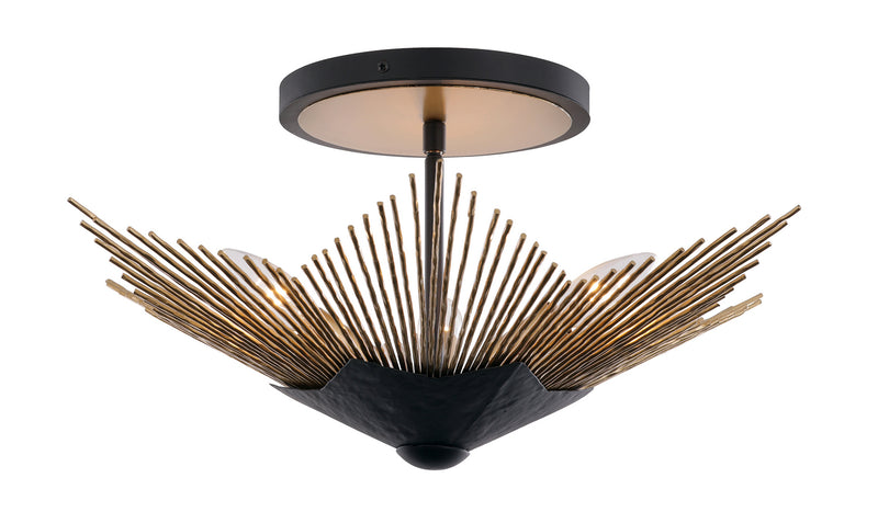 Varaluz 570S04DBFG Four Light Semi-Flush Mount, Dark Bronze / French Gold