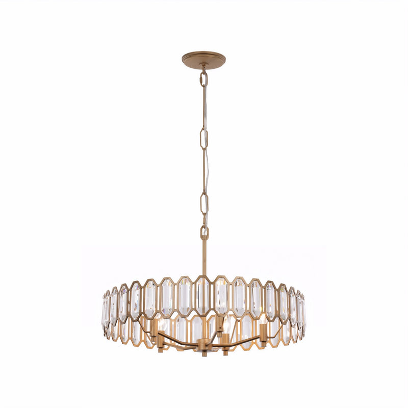 Varaluz 572P05BK Five Light Pendant, Brass Kisser
