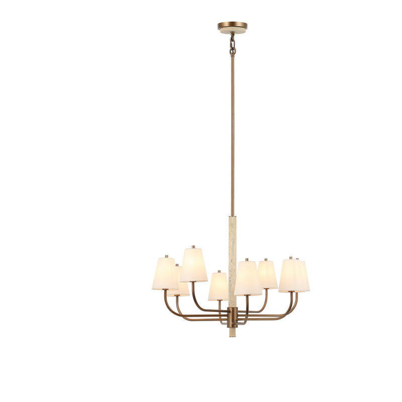Varaluz 576C08BG Eight Light Chandelier, Brontourage/Travartine