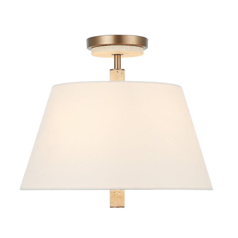 Varaluz 576S03BG Three Light Semi-Flush Mount, Brontourage/Travartine