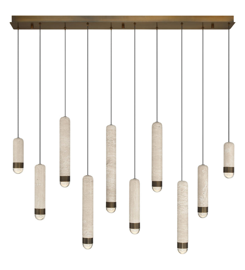 Eurofase 50129-027 LED Linear Chandelier, Antique Brass