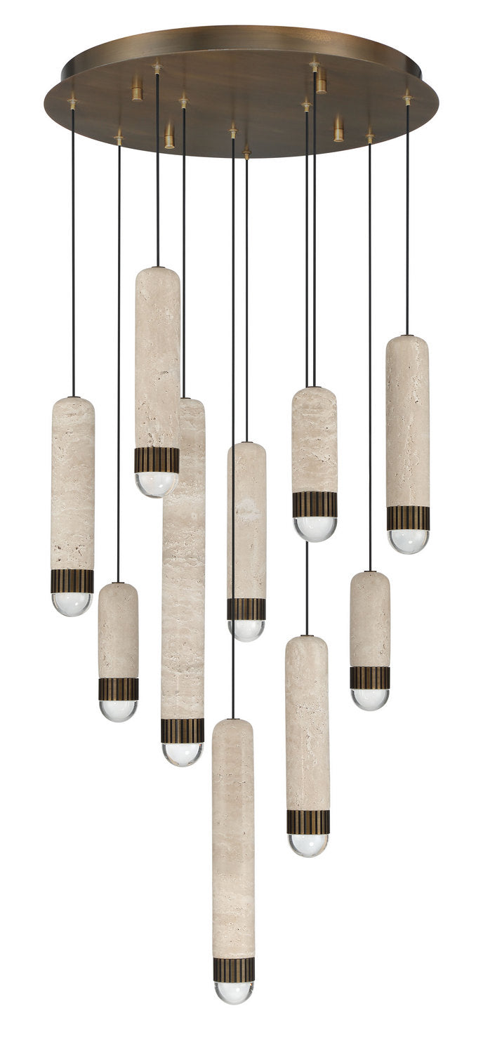 Eurofase 50130-023 LED Chandelier, Antique Brass