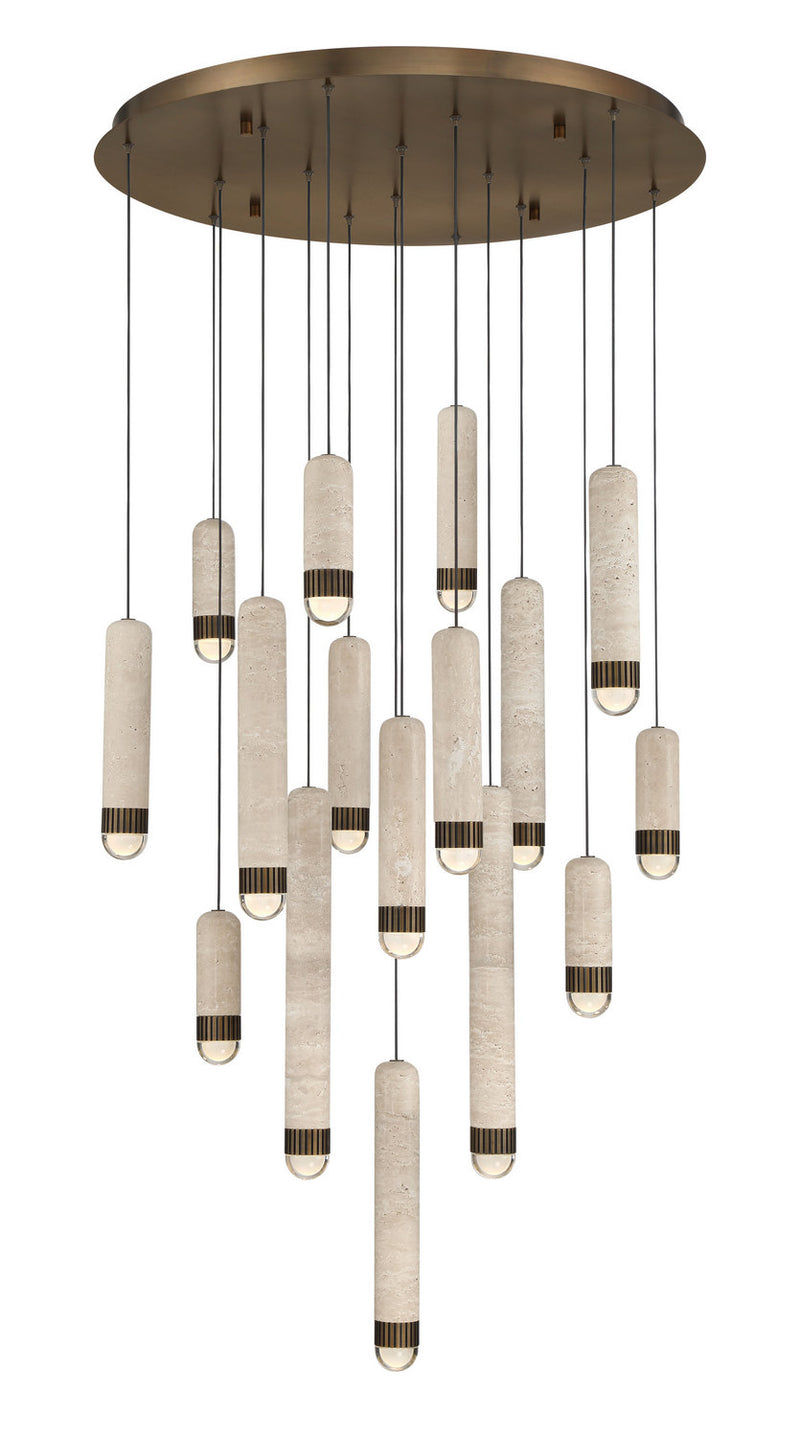 Eurofase 50131-020 LED Chandelier, Antique Brass