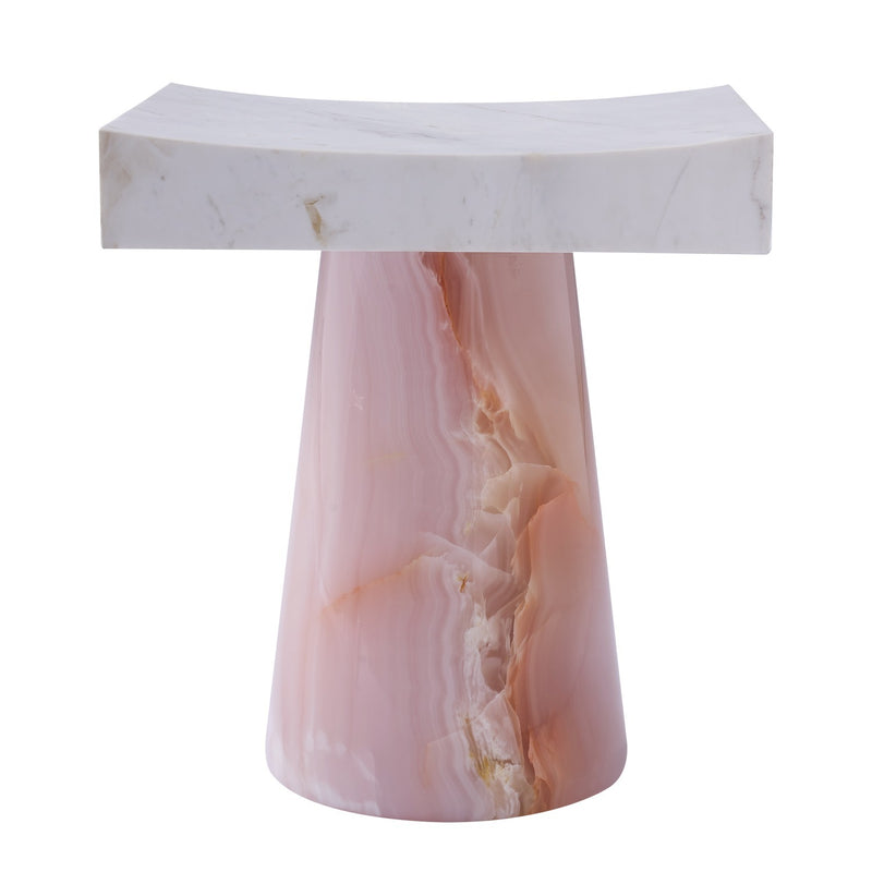 Kalco 800907 Table, Pink Jade/White Marble