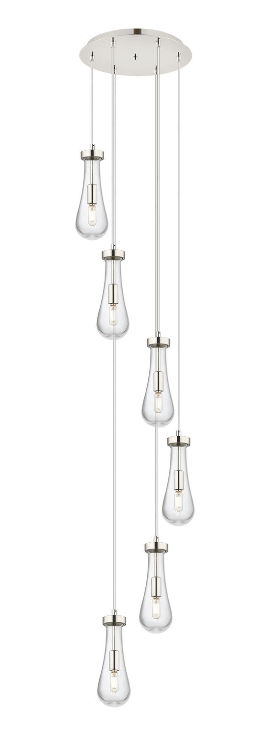 Innovations 116-451-1P-PN-G451-4CL Six Light Pendant, Polished Nickel