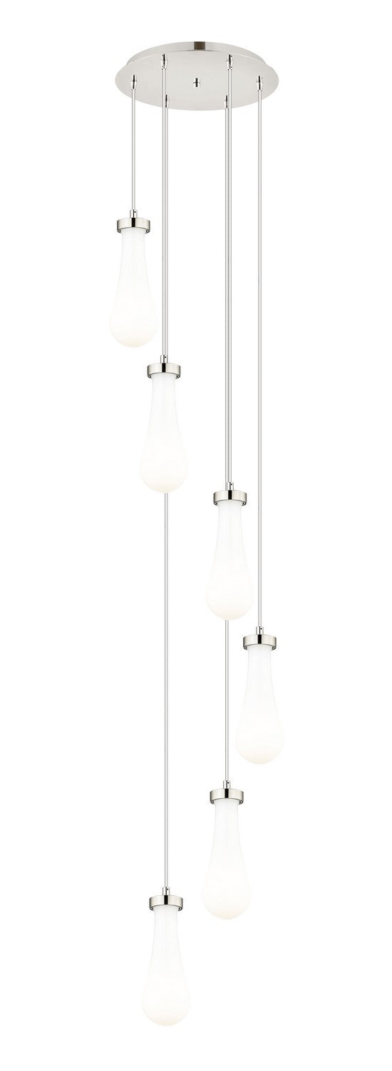 Innovations 116-451-1P-PN-G451-4GWH Six Light Pendant, Brushed Polished Nickel
