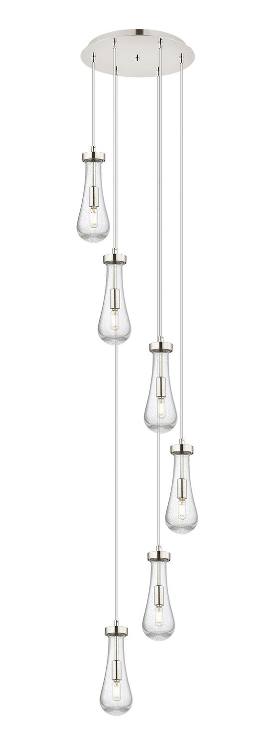 Innovations 116-451-1P-PN-G451-4SDY Six Light Pendant, Brushed Polished Nickel
