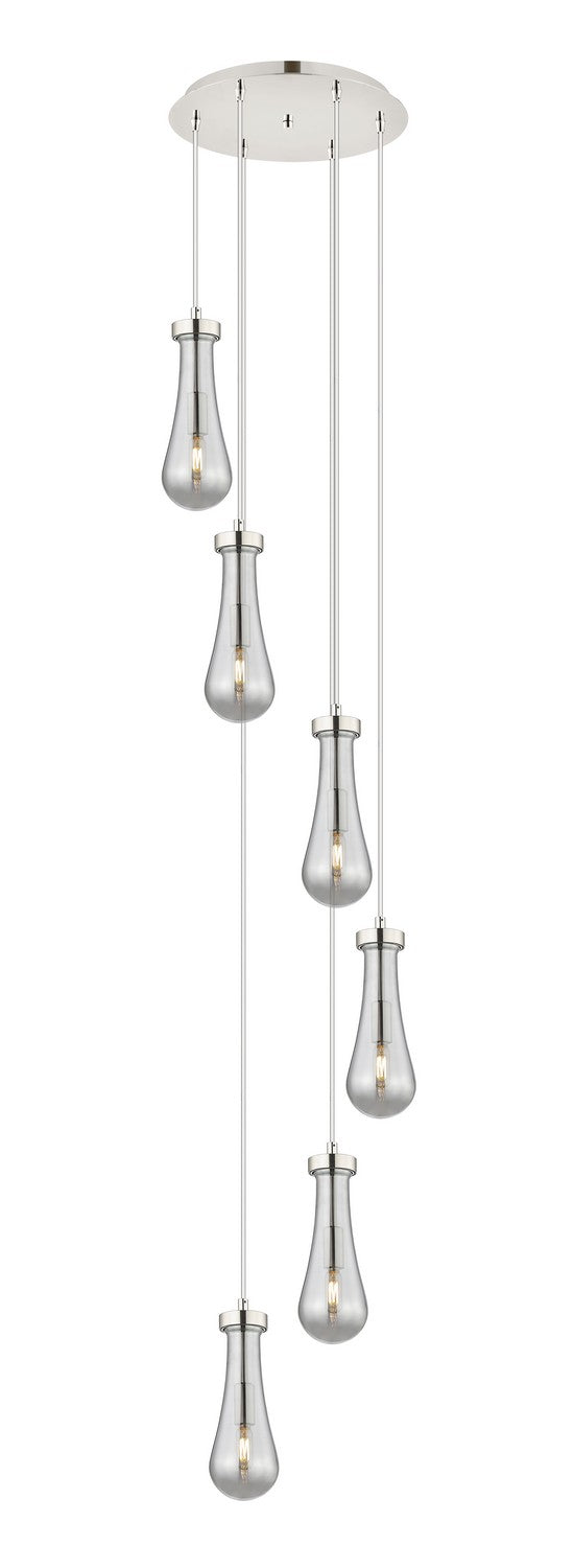 Innovations 116-451-1P-PN-G451-4SM Six Light Pendant, Polished Nickel