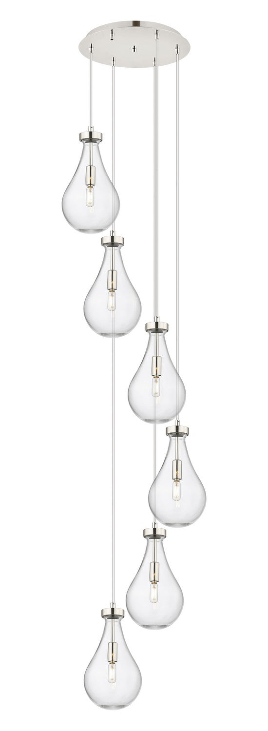 Innovations 116-451-1P-PN-G451-7CL Six Light Pendant, Polished Nickel
