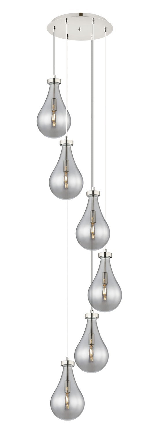 Innovations 116-451-1P-PN-G451-7SM Six Light Pendant, Polished Nickel
