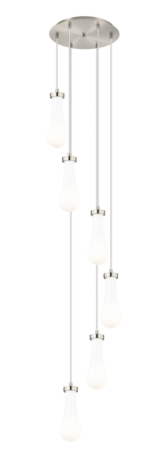 Innovations 116-451-1P-SN-G451-4GWH Six Light Pendant, Brushed Satin Nickel
