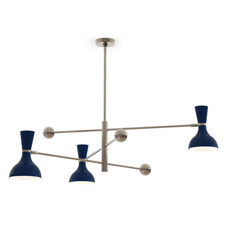 Robert Abbey MB11MB Three Light Pendant, Polished Nickel w/Midnight Blue Painted