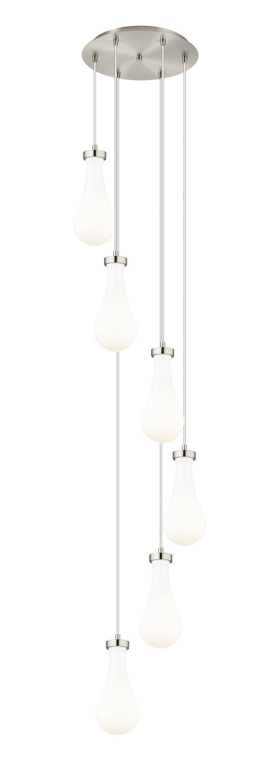 Innovations 116-451-1P-SN-G451-5GWH Six Light Pendant, Brushed Satin Nickel
