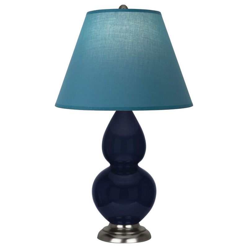 Robert Abbey MB12B One Light Accent Lamp, Midnight Blue Glazed Ceramic w/Antique Silver