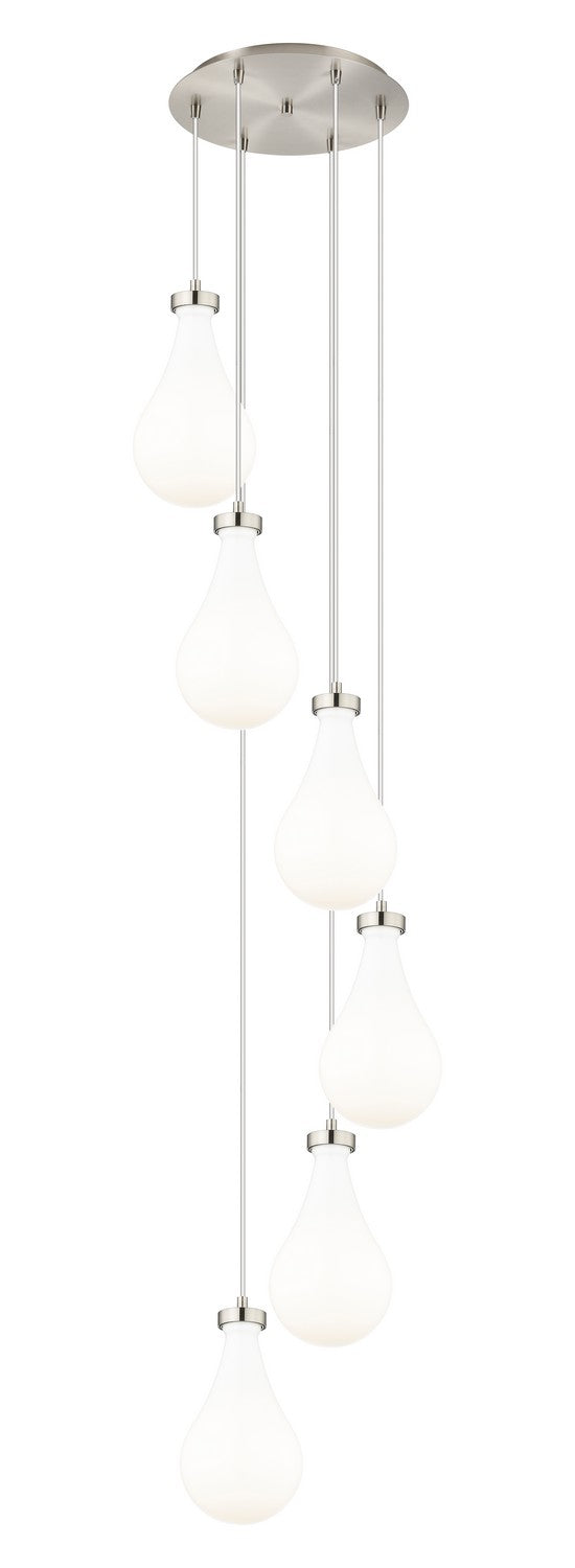 Innovations 116-451-1P-SN-G451-7GWH Six Light Pendant, Brushed Satin Nickel