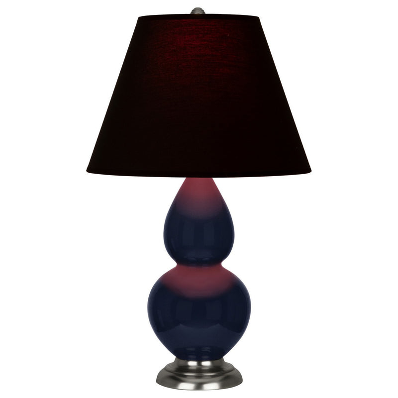 Robert Abbey MB12K One Light Accent Lamp, Midnight Blue Glazed Ceramic w/Antique Silver