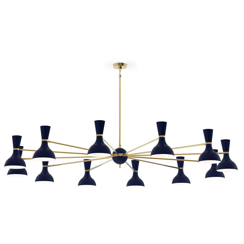 Robert Abbey MB12MB 12 Light Chandelier, Modern Brass w/Midnight Blue Painted