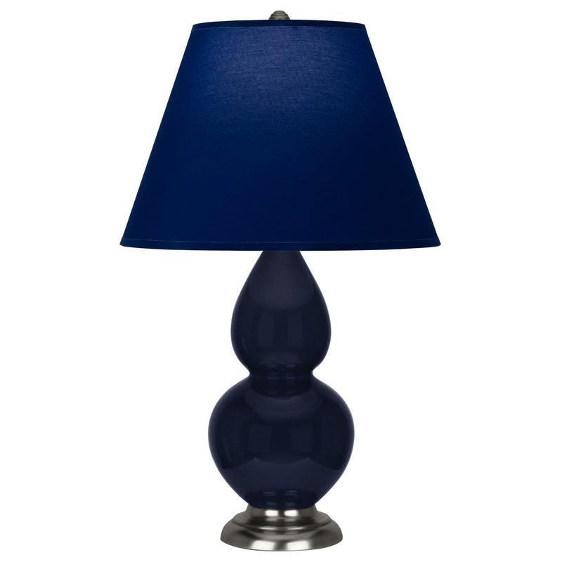Robert Abbey MB12N One Light Accent Lamp, Midnight Blue Glazed Ceramic w/Antique Silver