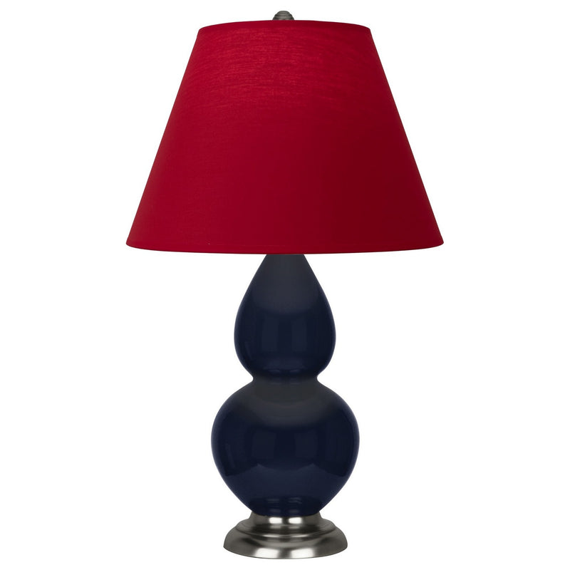 Robert Abbey MB12R One Light Accent Lamp, Midnight Blue Glazed Ceramic w/Antique Silver